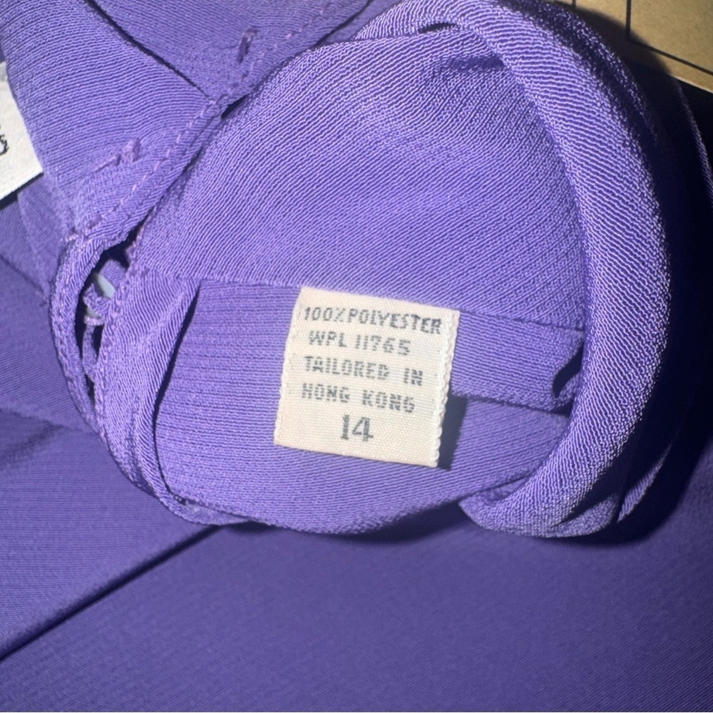 NWT Vintage Dalton Sport Purple Polyester Button Back Turtleneck Blouse Size 14 - Picture 9 of 10